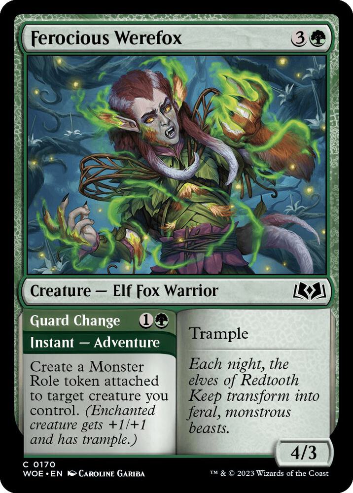 Ferocious Werefox 170 card from Wilds of Eldraine