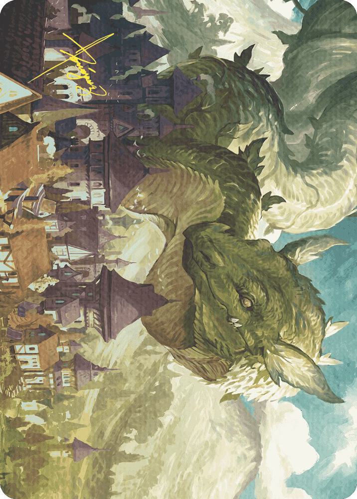Beanstalk Wurm Art Card (Gold-Stamped Signature) 23 card from Art Series: Wilds of Eldraine
