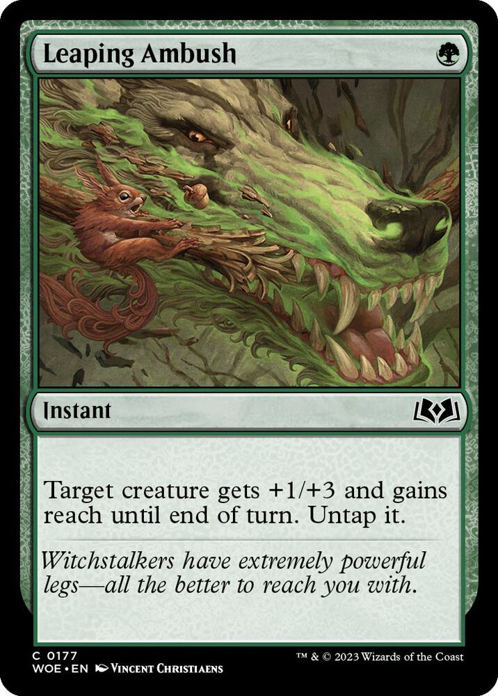 Leaping Ambush 177 card from Wilds of Eldraine