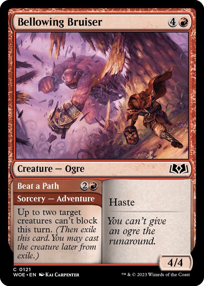 Bellowing Bruiser 121 card from Wilds of Eldraine