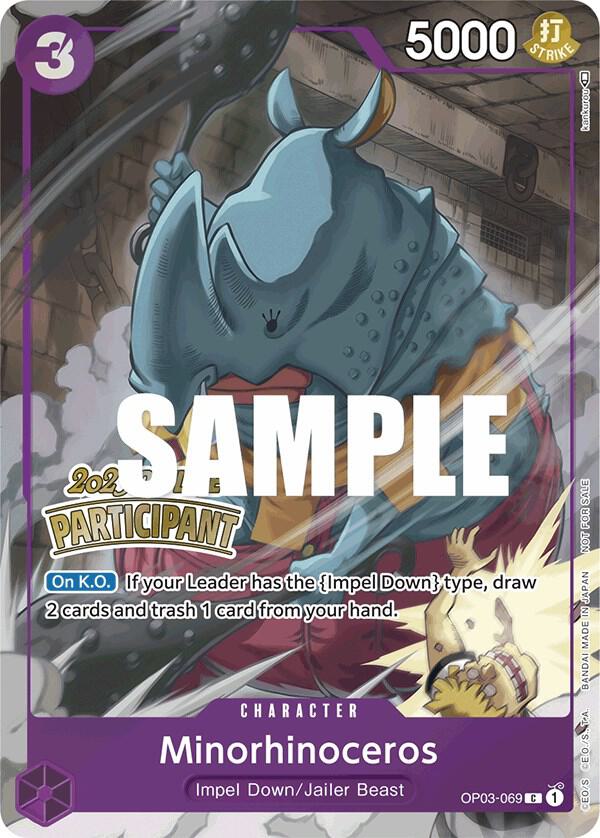 Minorhinoceros (Offline Regional 2023) [Participant] OP03-069 card from One Piece Promotion Cards