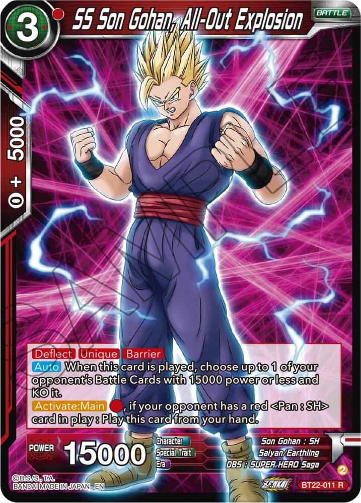 SS Son Gohan, All-Out Explosion BT22-011 card from Critical Blow