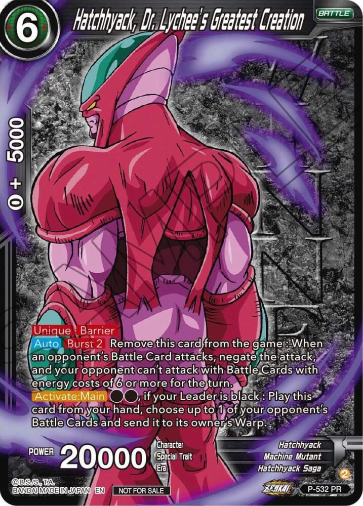Hatchhyack, Dr. Lychee's Greatest Creation (Winner-Stamped) (Zenkai Series Tournament Pack Vol.5) P-532 card from Tournament Promotion Cards