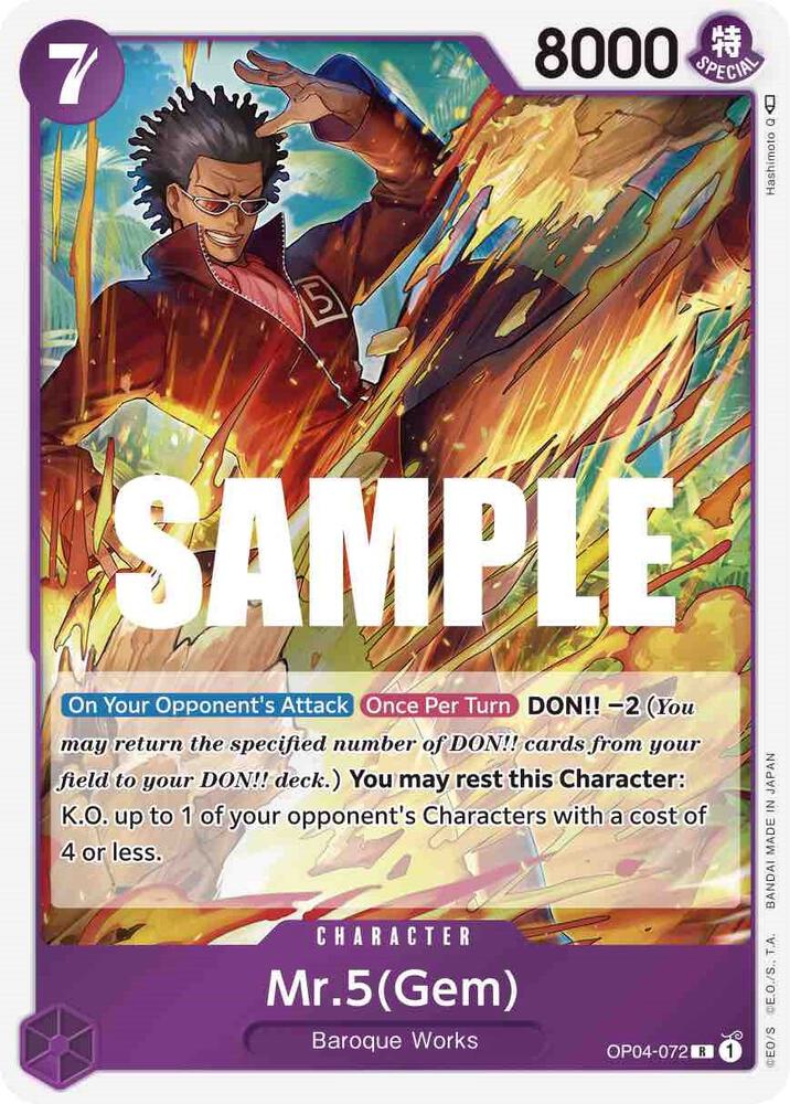 Mr.5 (Gem) OP04-072 card from Kingdoms of Intrigue