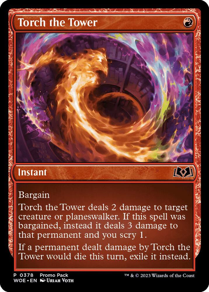 Torch the Tower 378 card from Promo Pack: Wilds of Eldraine