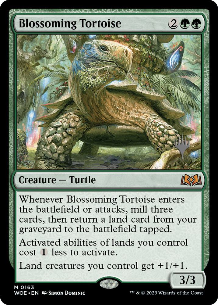 Blossoming Tortoise 163 card from Promo Pack: Wilds of Eldraine