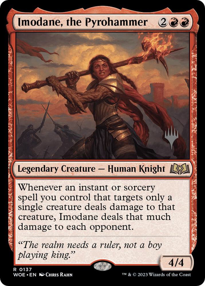 Imodane, the Pyrohammer 137 card from Promo Pack: Wilds of Eldraine