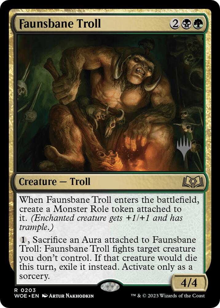 Faunsbane Troll 203 card from Promo Pack: Wilds of Eldraine