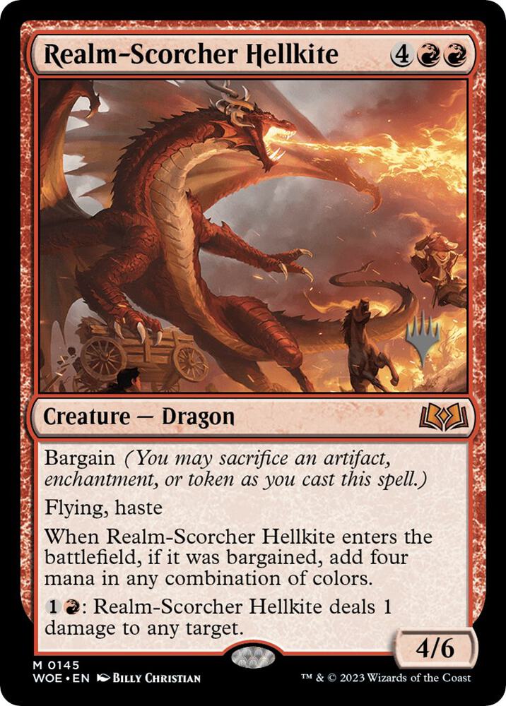 Realm-Scorcher Hellkite 145 card from Promo Pack: Wilds of Eldraine