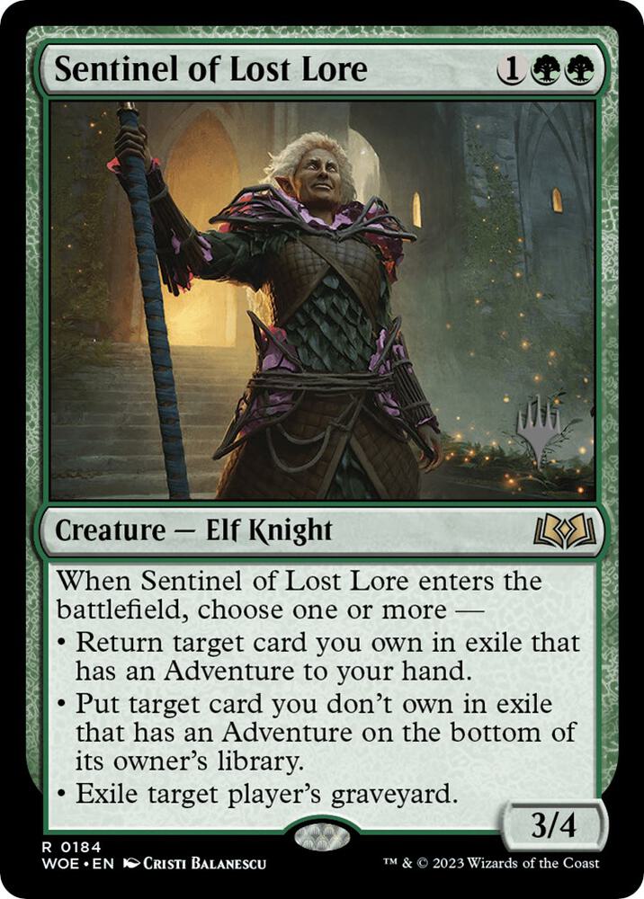 Sentinel of Lost Lore 184 card from Promo Pack: Wilds of Eldraine