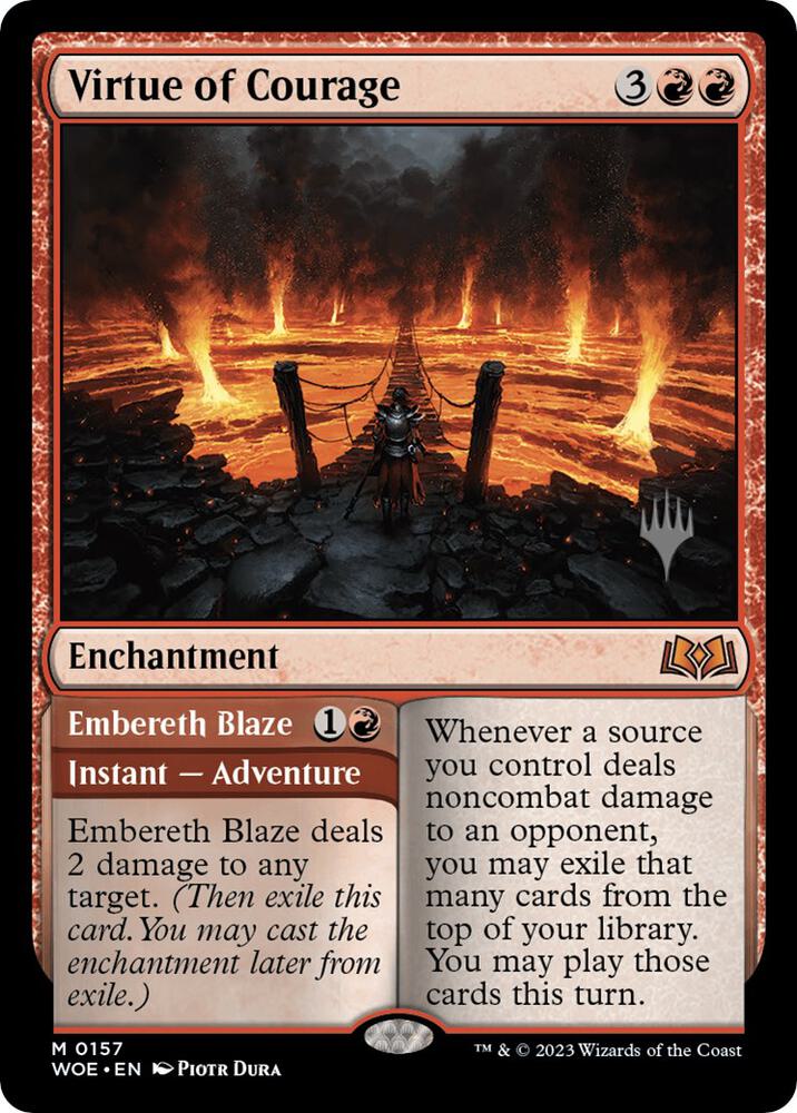 Virtue of Courage 157 card from Promo Pack: Wilds of Eldraine