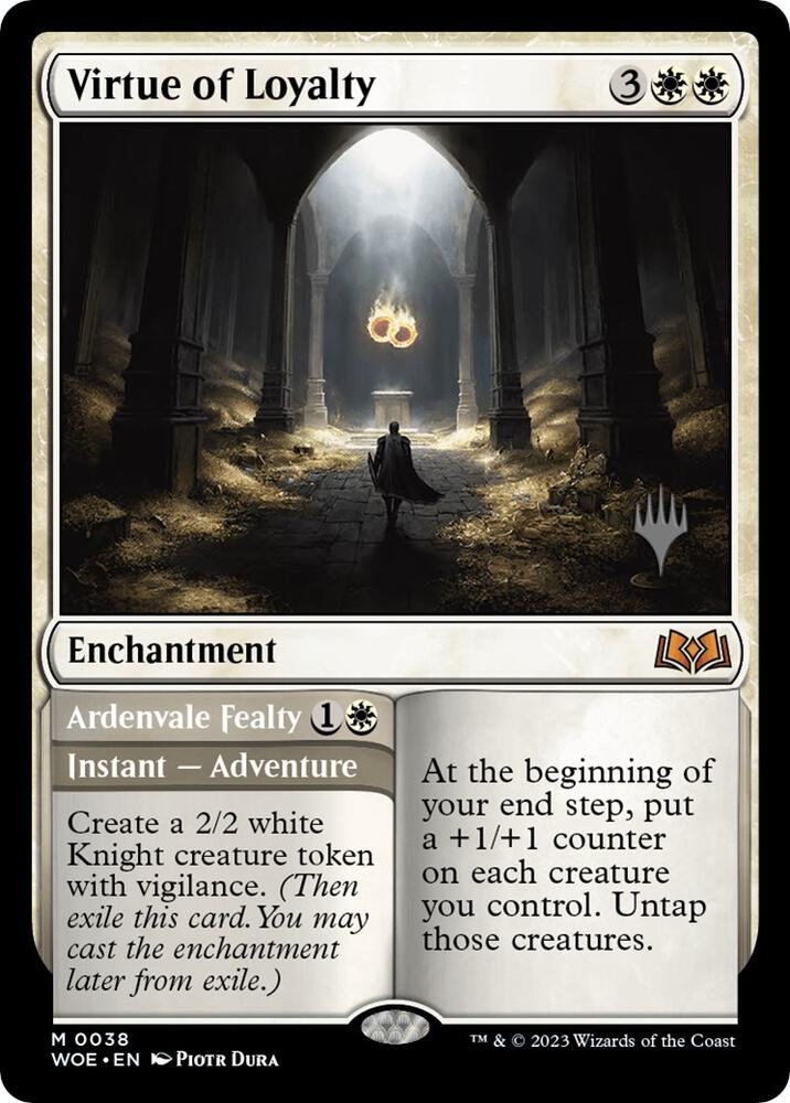 Virtue of Loyalty 38 card from Promo Pack: Wilds of Eldraine