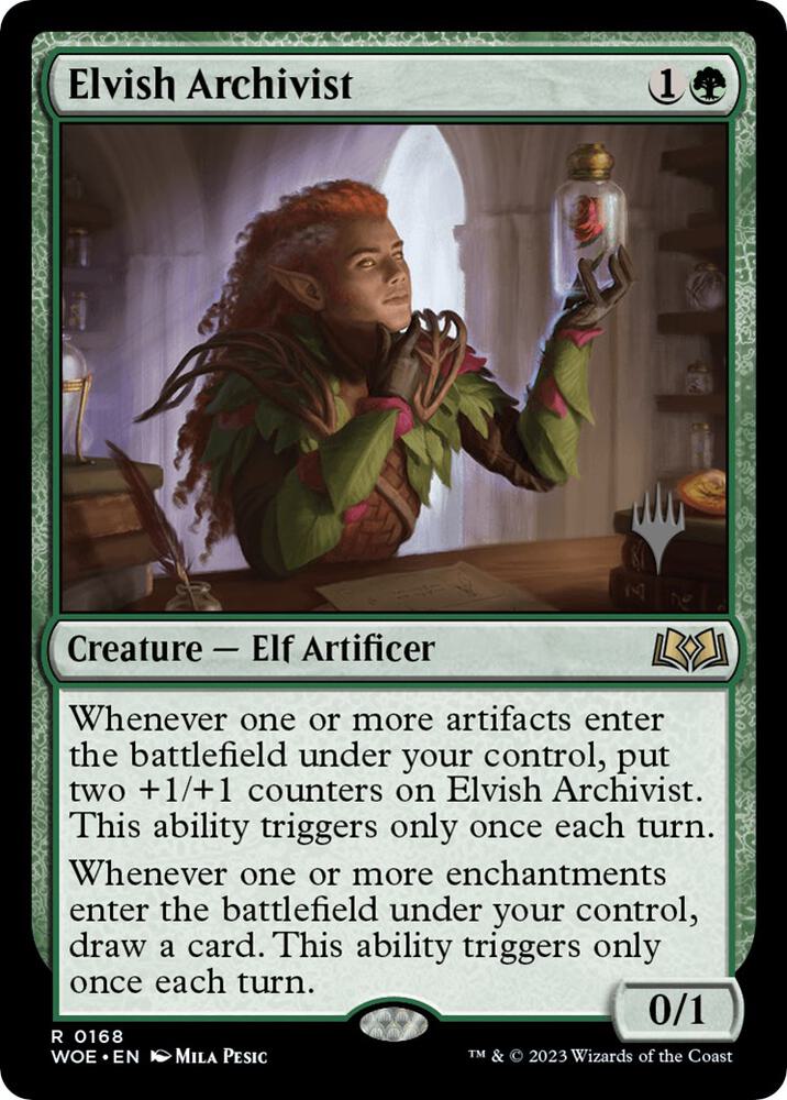 Elvish Archivist 168 card from Promo Pack: Wilds of Eldraine