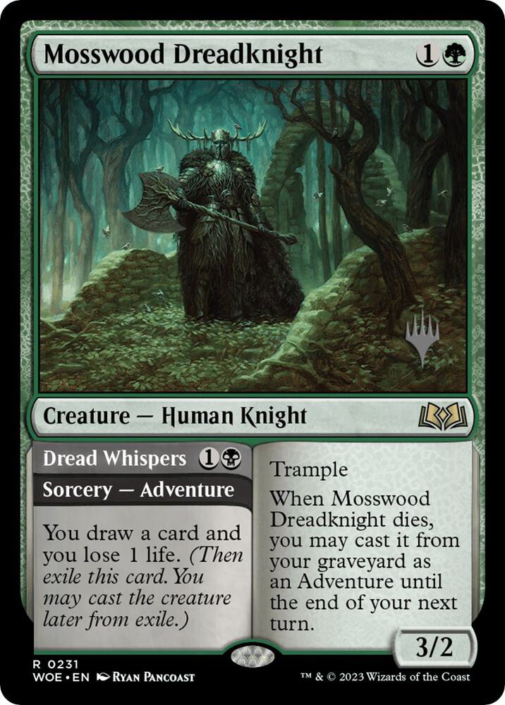 Mosswood Dreadknight 231 card from Promo Pack: Wilds of Eldraine