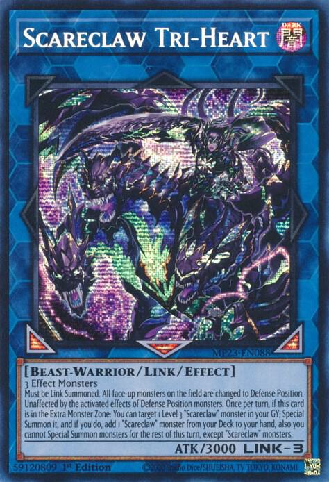 Scareclaw Tri-Heart MP23-EN088 card from 25th Anniversary Tin: Dueling Heroes Mega Pack