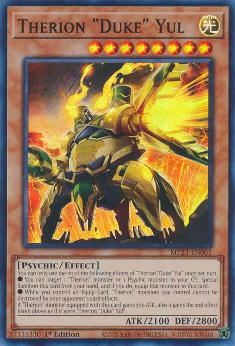 Therion "Duke" Yul MP23-EN061 card from 25th Anniversary Tin: Dueling Heroes Mega Pack