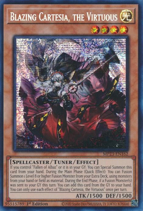Blazing Cartesia, the Virtuous MP23-EN162 card from 25th Anniversary Tin: Dueling Heroes Mega Pack