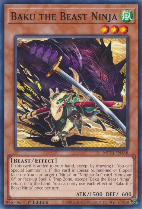 Baku the Beast Ninja MP23-EN168 card from 25th Anniversary Tin: Dueling Heroes Mega Pack