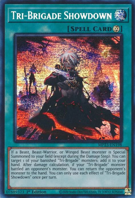 Tri-Brigade Showdown MP23-EN198 card from 25th Anniversary Tin: Dueling Heroes Mega Pack