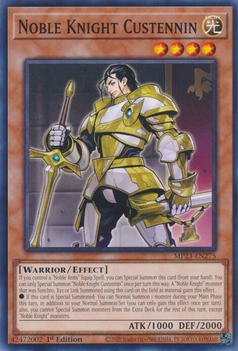 Noble Knight Custennin MP23-EN275 card from 25th Anniversary Tin: Dueling Heroes Mega Pack