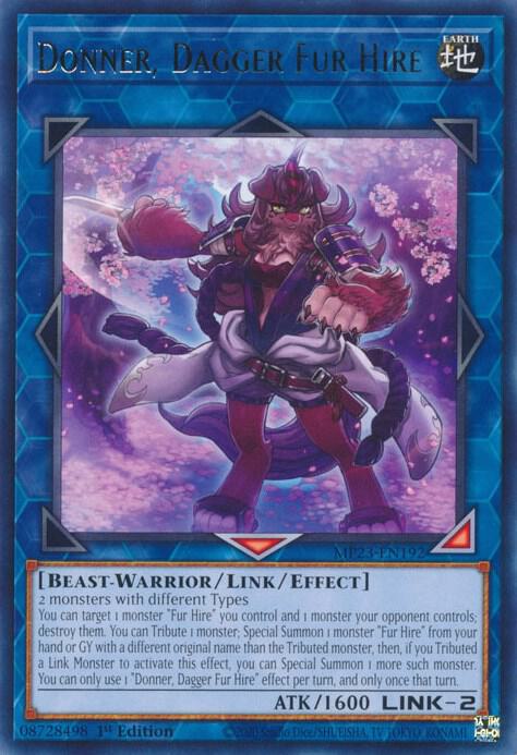 Donner, Dagger Fur Hire MP23-EN192 card from 25th Anniversary Tin: Dueling Heroes Mega Pack