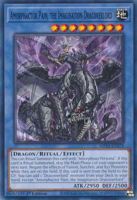 Amorphactor Pain, the Imagination Dracoverlord MP23-EN278 card from 25th Anniversary Tin: Dueling Heroes Mega Pack
