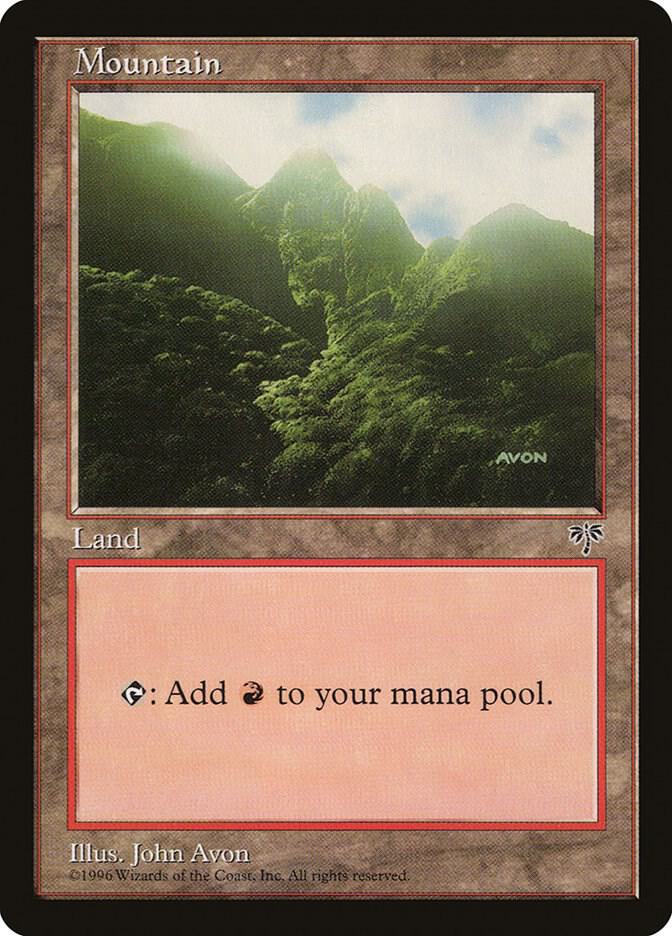 Mountain (Green) card from Mirage