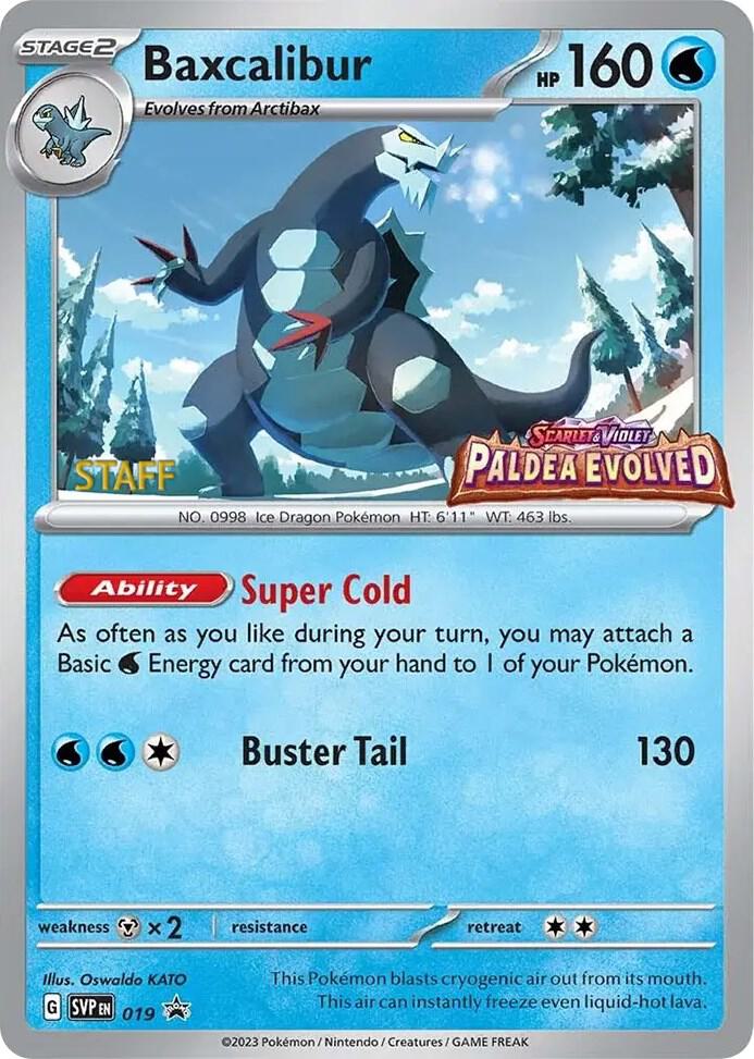 Baxcalibur (Prerelease) [Staff] 019 card from SV: Scarlet & Violet Promo Cards