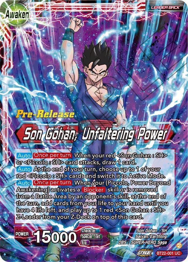 Son Gohan // Son Gohan, Unfaltering Power BT22-001 card from Critical Blow Pre-Release Cards