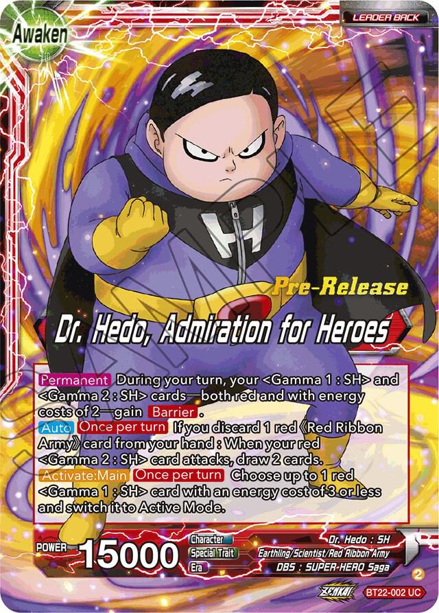 Dr. Hedo // Dr Hedo, Admiration for Heroes BT22-002 card from Critical Blow Pre-Release Cards