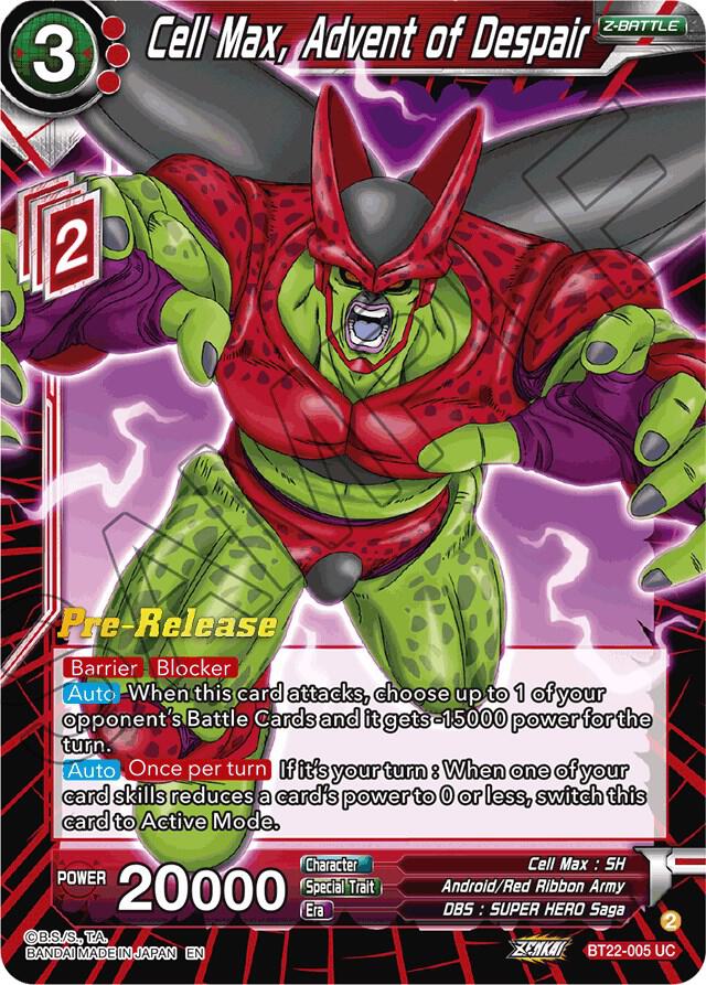 Cell Max, Advent of Despair BT22-005 card from Critical Blow Pre-Release Cards