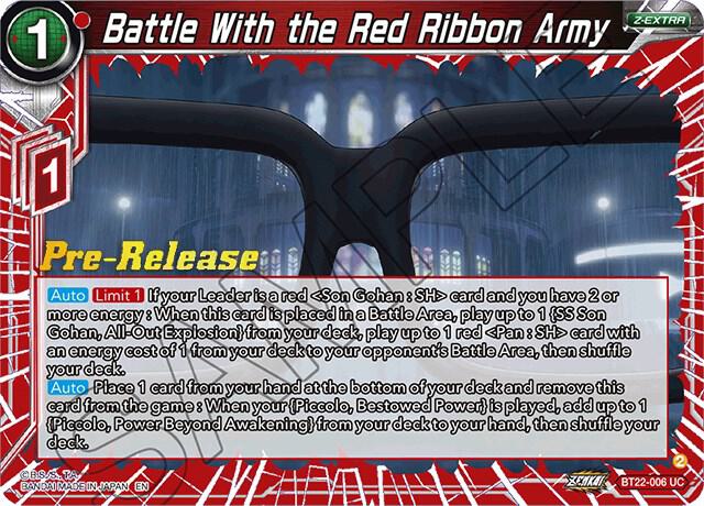Battle With the Red Ribbon Army BT22-006 card from Critical Blow Pre-Release Cards