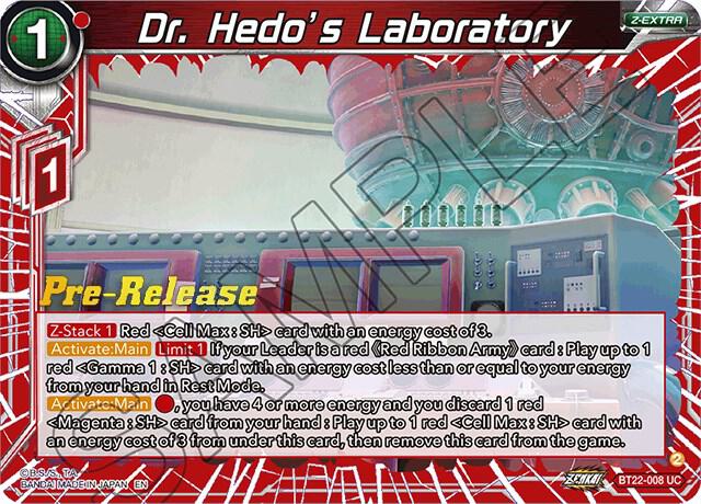 Dr. Hedo's Laboratory BT22-008 card from Critical Blow Pre-Release Cards