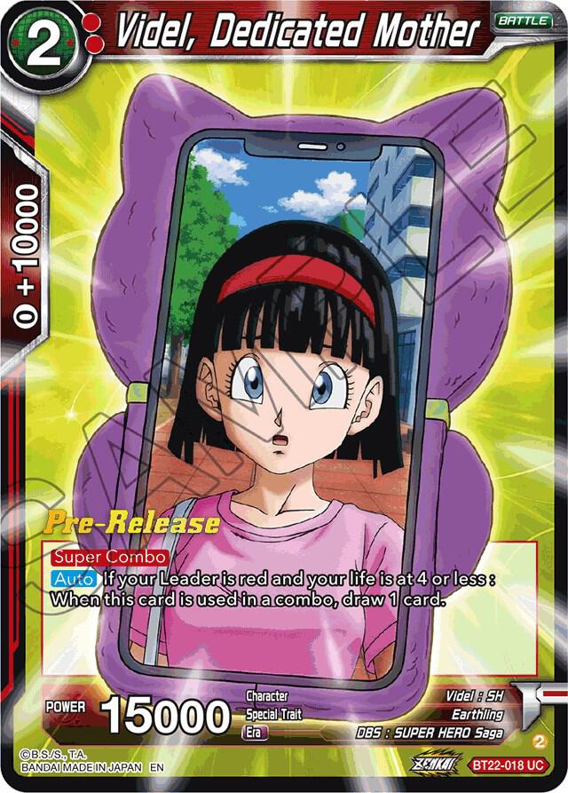 Videl, Dedicated Mother BT22-018 card from Critical Blow Pre-Release Cards