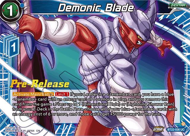 Demonic Blade BT22-036 card from Critical Blow Pre-Release Cards