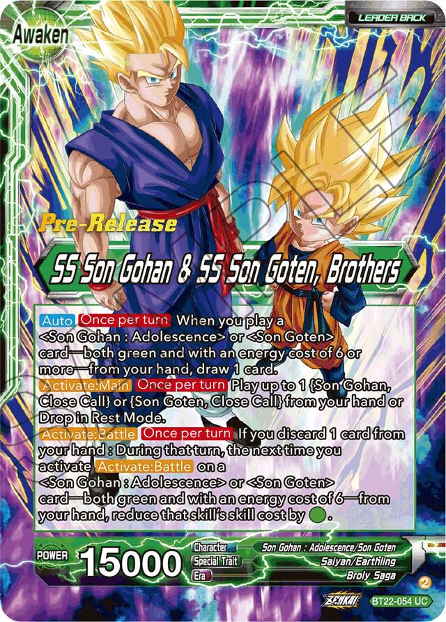 Son Goten // SS Son Gohan & SS Son Goten, Brothers BT22-054 card from Critical Blow Pre-Release Cards