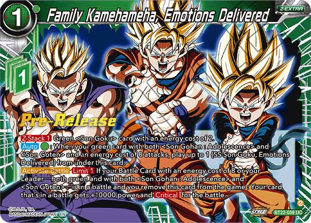 Family Kamehameha, Emotions Delivered BT22-059 card from Critical Blow Pre-Release Cards
