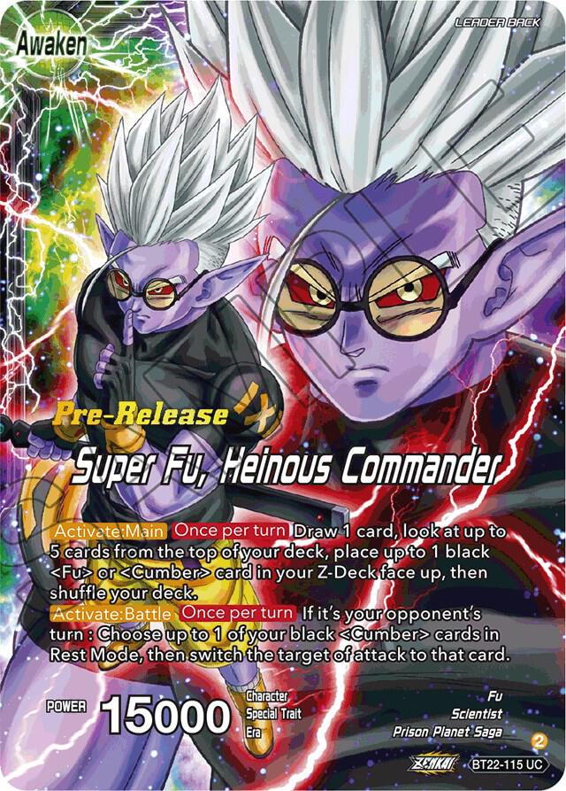 Fu // Super Fu, Heinous Commander BT22-115 card from Critical Blow Pre-Release Cards