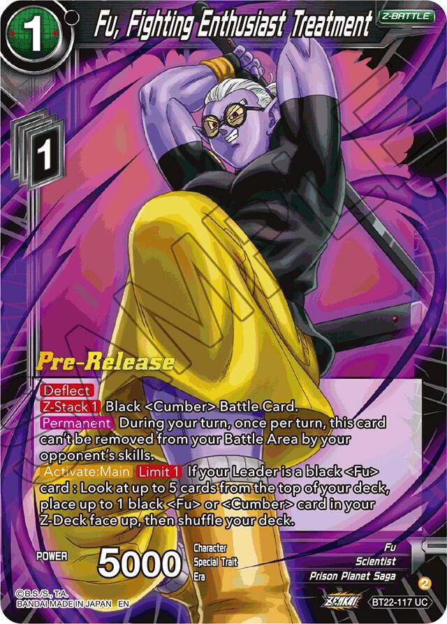 Fu, Fighting Enthusiast Treatment BT22-117 card from Critical Blow Pre-Release Cards