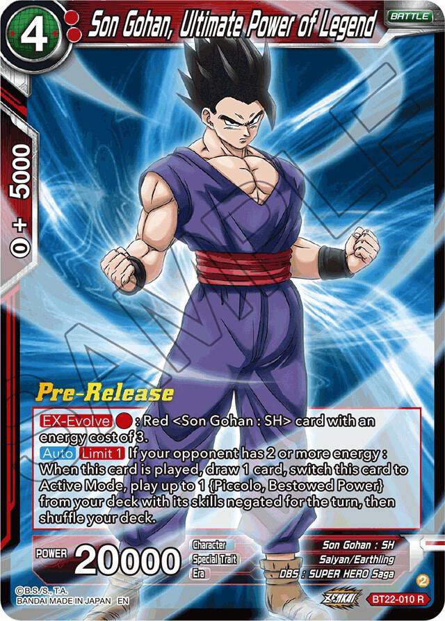 Son Gohan, Ultimate Power of Legend BT22-010 card from Critical Blow Pre-Release Cards