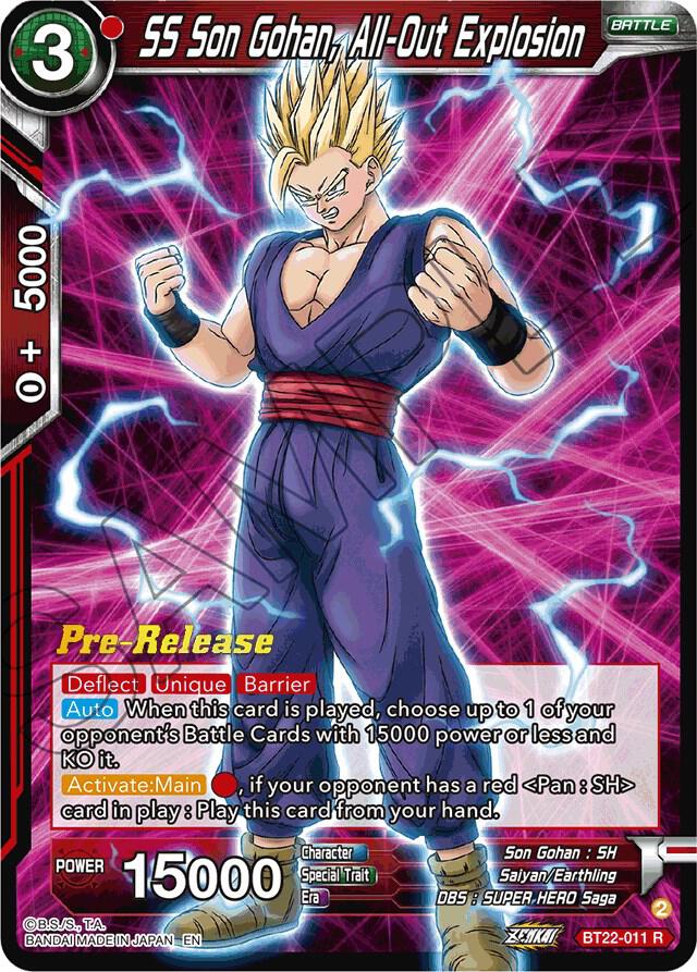 SS Son Gohan, All-Out Explosion BT22-011 card from Critical Blow Pre-Release Cards