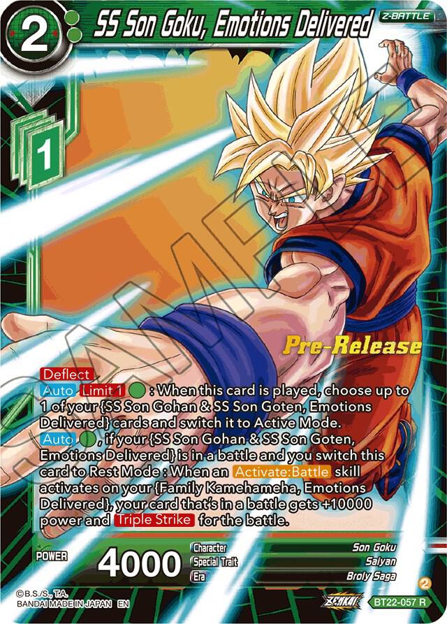 SS Son Goku, Emotions Delivered BT22-057 card from Critical Blow Pre-Release Cards