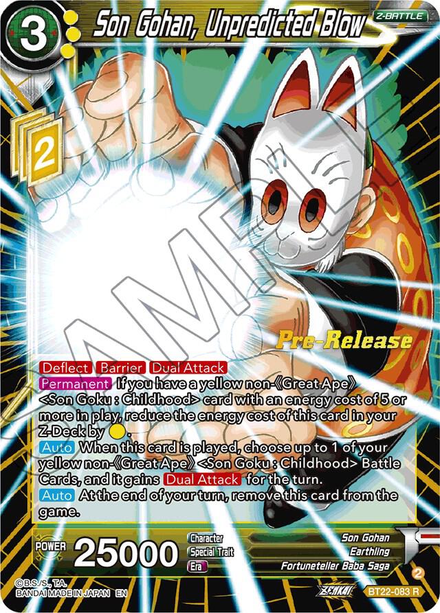 Son Gohan, Unpredicted Blow BT22-083 card from Critical Blow Pre-Release Cards