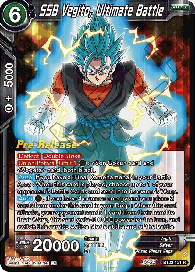 SSB Vegito, Ultimate Battle BT22-121 card from Critical Blow Pre-Release Cards
