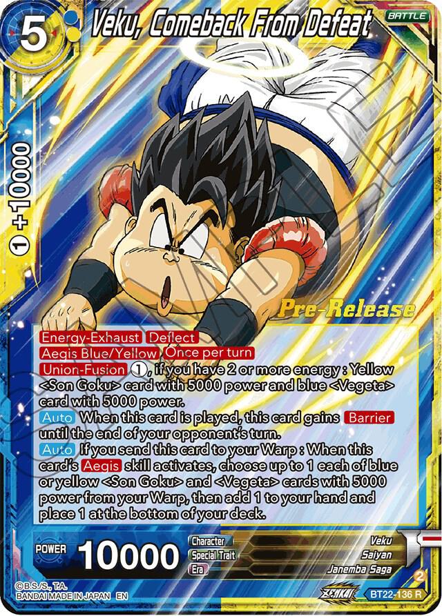 Veku, Comeback From Defeat BT22-136 card from Critical Blow Pre-Release Cards