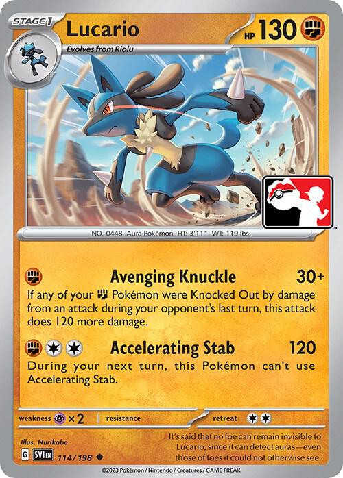 Lucario 114/198 card from Prize Pack Series Cards