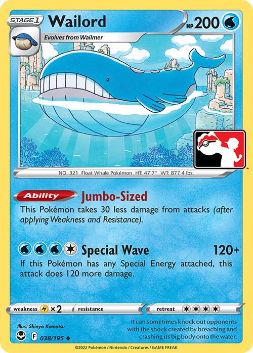 Wailord 038/195 card from Prize Pack Series Cards