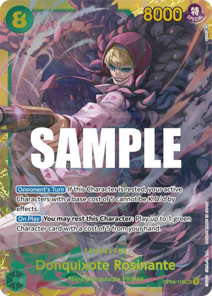 Donquixote Rosinante OP04-119 card from Kingdoms of Intrigue