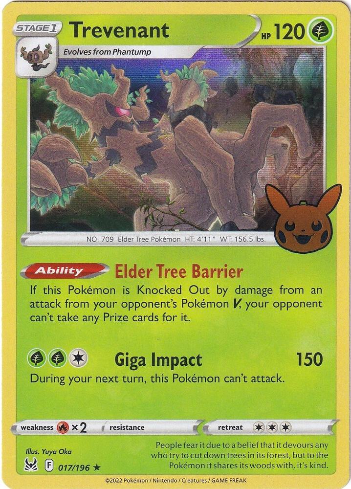 Trevenant 017/196 card from Trick or Trade BOOster Bundle 2023