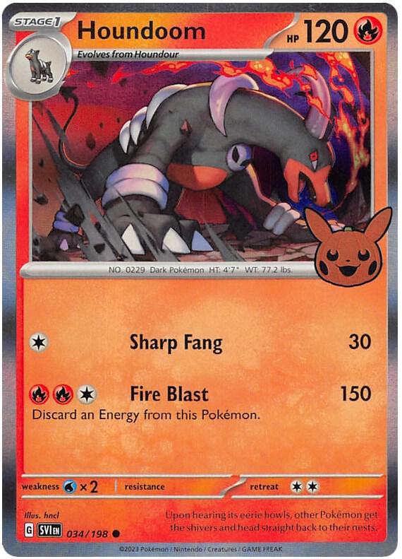 Houndoom 034/198 card from Trick or Trade BOOster Bundle 2023